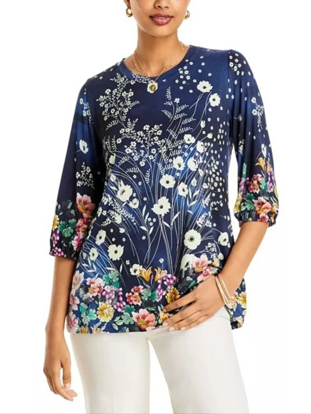 NWT Johnny Was The Janie Favorite Floral Puff Sleeve Top- Bursting SZ 1X
